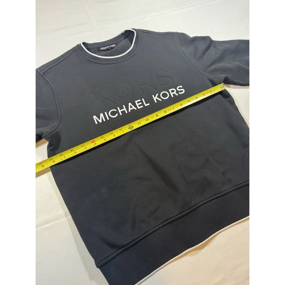 Michael Kors Men's Black Crewneck with Embossed KORS and White Logo